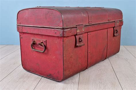 metal trunk box vintage|vintage wood and metal trunk.